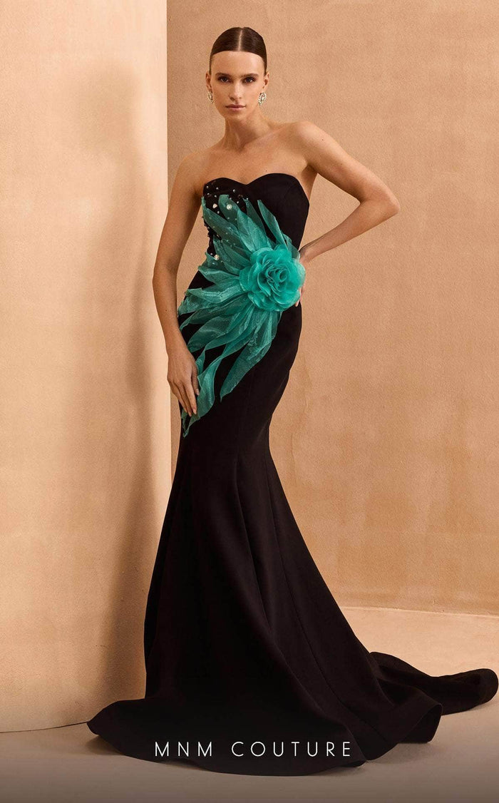 MNM Couture V07399 - Floral Accent Mermaid Evening Gown Special Occasion Dress