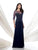 Mon Cheri - 115971 Illusion Quarter Sleeve Beaded Chiffon Dress - 1 pc Navy in Size 6 Available CCSALE 6 / Navy