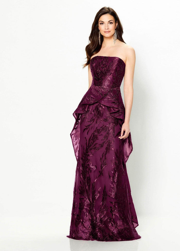 Montage by Mon Cheri - 219992 Sparkling Stone Accent Embellished Strapless Gown Prom Dresses 4 / Aubergine