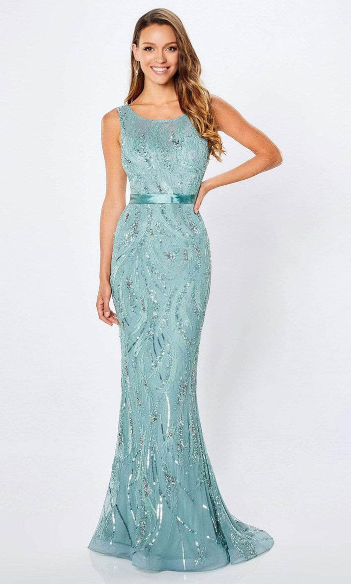 Montage by Mon Cheri - 221965 Sleeveless Beaded Evening Gown Evening Dresses 14 / Sage