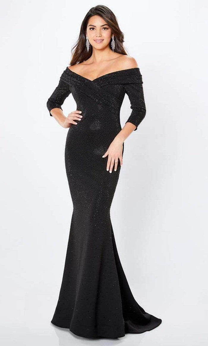 Montage by Mon Cheri 221970 - Beaded Quarter Sleeve Formal Gown Mother of the Bride Dresses 16 / Black