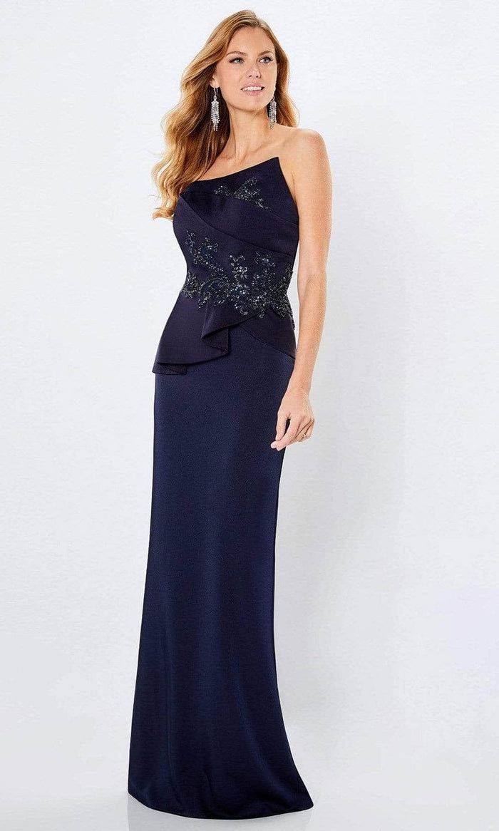 Montage by Mon Cheri - 221974 Bead Embellished Strapless Evening Dress Evening Dresses 8 / Navy