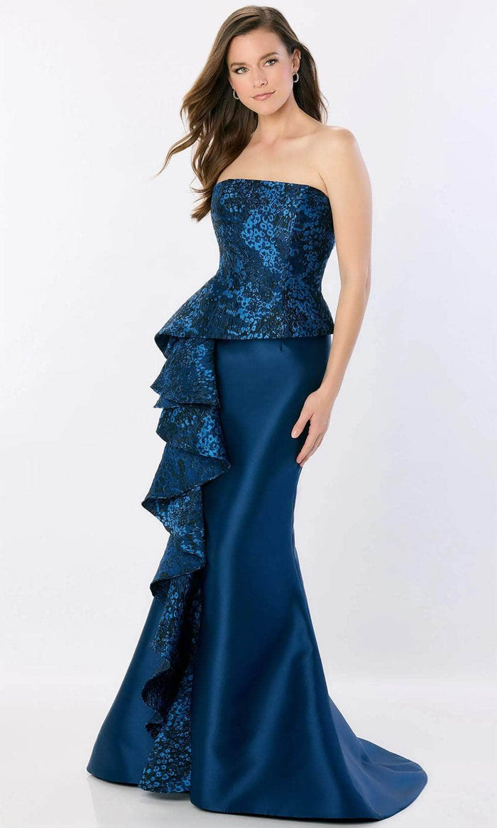 Montage by Mon Cheri M2228 - Strapless Open Back Prom Gown Prom Dresses 4 / Navy Blue