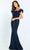 Montage by Mon Cheri M503 - Ruffled Neck Sheath Formal Dress Mother of the Bride Dresses 14 / Navy