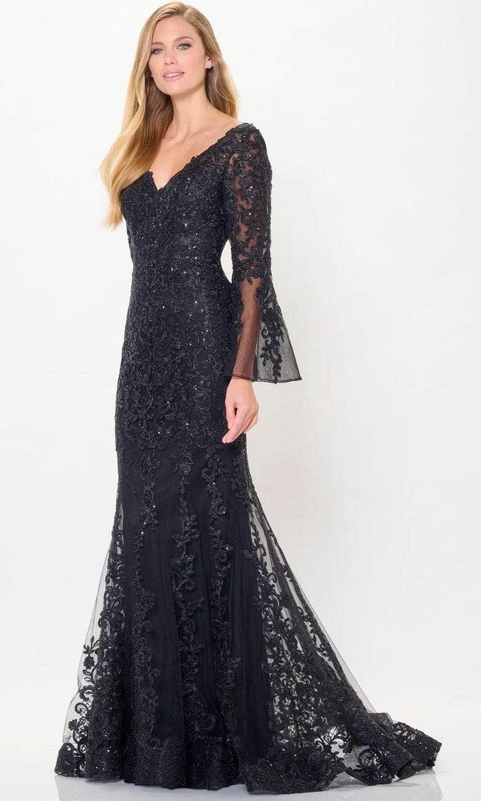 Montage by Mon Cheri M906 - Beaded Tulle Evening Dress Formal Dresses 4 / Black