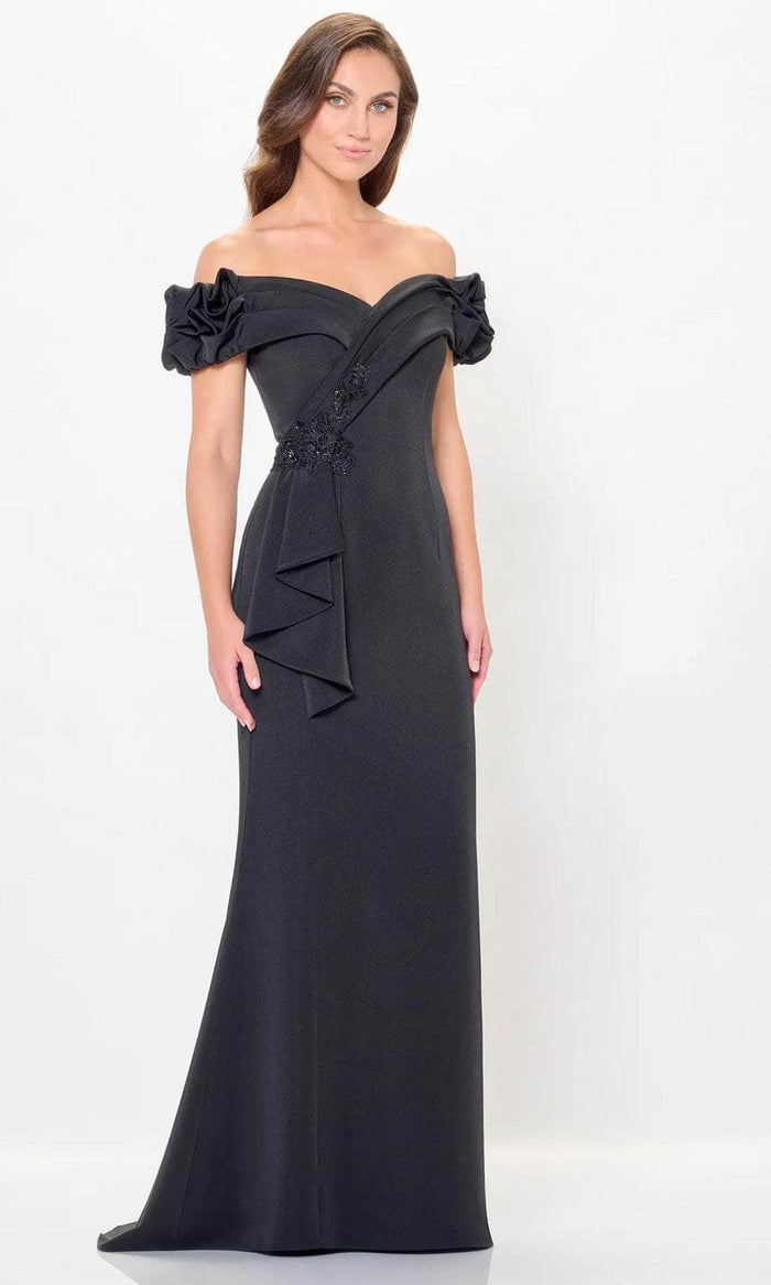 Montage by Mon Cheri M915 - Ruffle Off Shoulder Evening Dress Evening Dresses 4 / Black