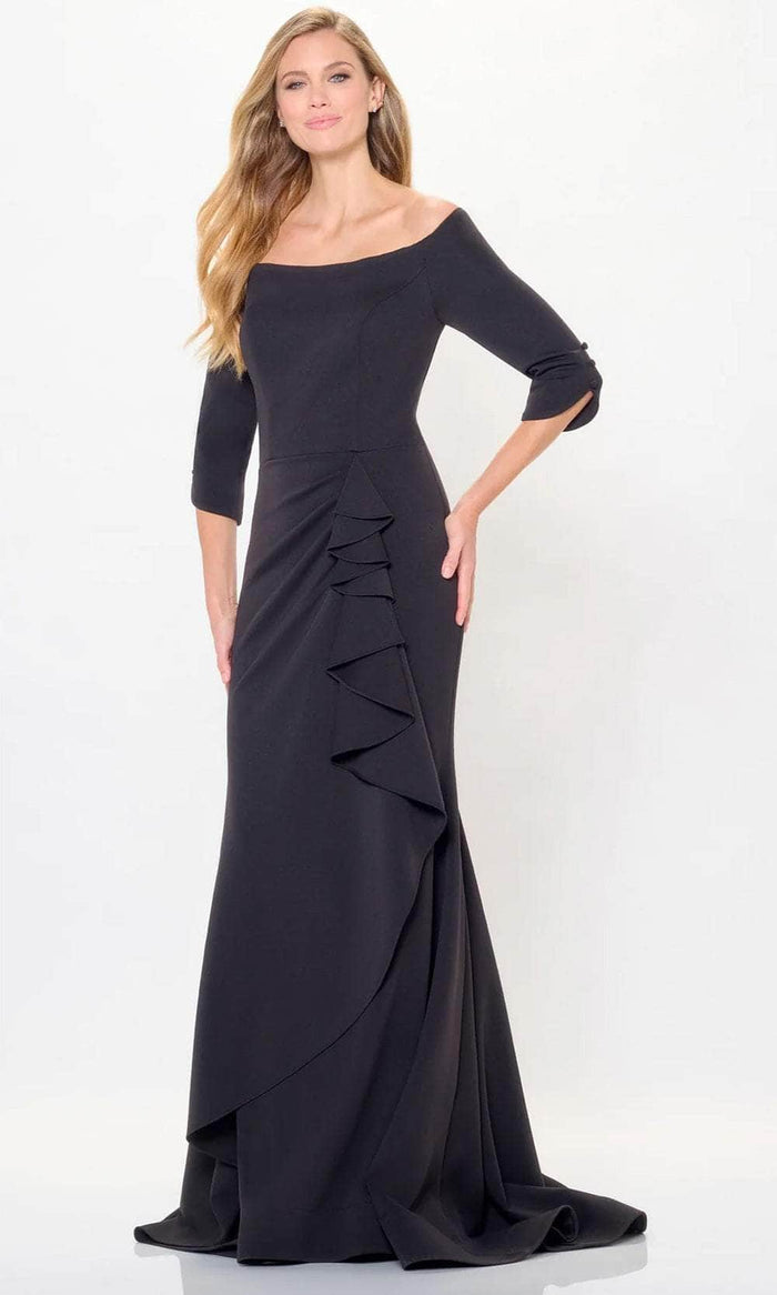 Montage by Mon Cheri M916 - Quarter Sleeve Mermaid Evening Gown Formal Dresses 4 / Black