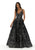 Mori Lee - 43089 Sleeveless V Neck Beaded Lace Appliques Satin Gown Prom Dresses 00 / Black Silver