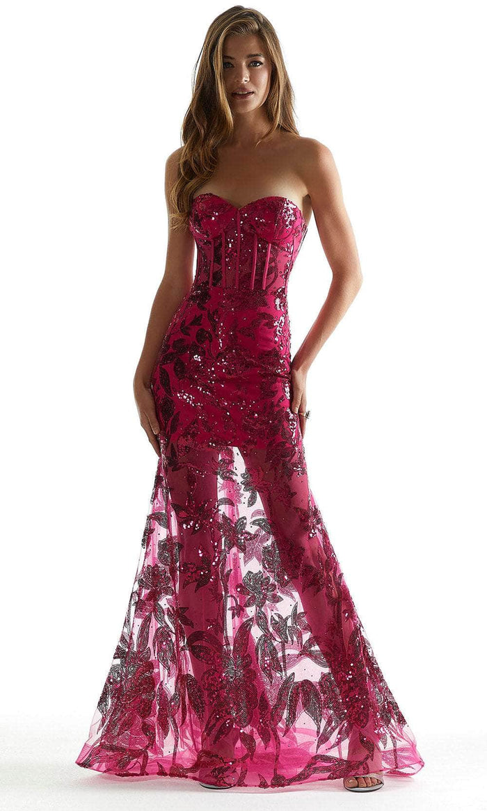 Mori Lee 49032 - Illusion Mermaid Prom Dress Special Occasion Dress 00 / Fuchsia