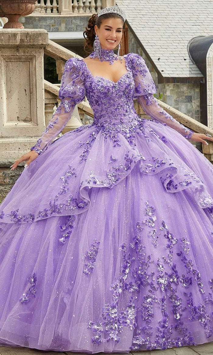 Mori Lee 60172 - Sweetheart Detachable Puff Sleeve Ballgown Ball Gowns 00 / Orchid