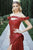 Nicole Bakti - 7039 Off-Shoulder Ribbon Ornate Prom Gown Evening Dresses 4 / Red
