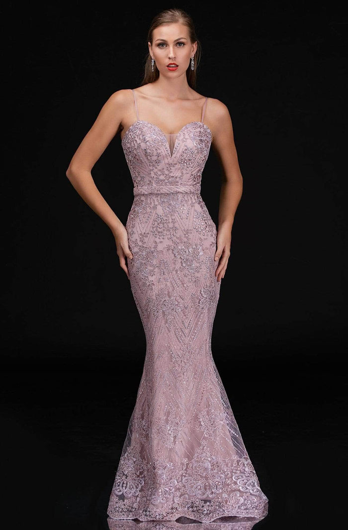 Nina Canacci 6532 - Spaghetti Strap Trumpet Evening Dress Evening Dresses 2 / Blush