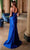 Nox Anabel A1588 - Ruched Deep V Satin Slit Gown Special Occasion Dress