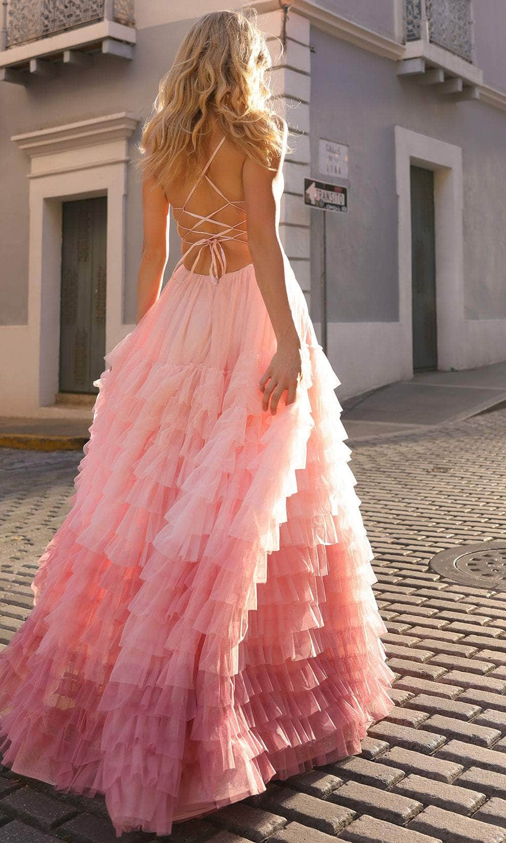 Pink Ombre Prom Dress with Straps