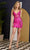 Nox Anabel C783 - Corset Bodice V-Neck Cocktail Dress Cocktail Dresses 00 / Fuchsia