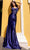 Nox Anabel E1292 - Draped Sheath Prom Dress Special Occasion Dress 0 / Navy Blue