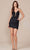 Nox Anabel E915 - Plunging V-Neck Embellished Cocktail Dress Homecoming Dresses 0 / Black