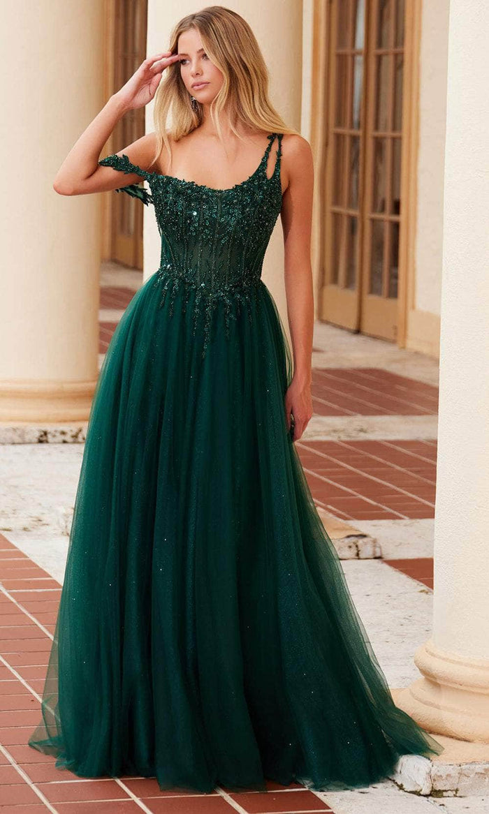 Nox Anabel F1567 - Beaded One-Shoulder Tulle Gown Special Occasion Dress