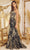 Nox Anabel G1146 - Sequin Lace Asymmetric Evening Dress 2 / Black & Gold