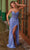 Nox Anabel H1671 - Elegant Satin Dress with V-Neck and Slit Special Occasion Dress