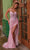 Nox Anabel H1671 - Elegant Satin Dress with V-Neck and Slit Special Occasion Dress