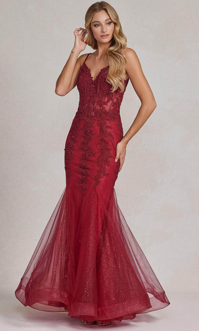 Nox Anabel P1170 - Beaded Embroidered Prom Dress Prom Dresses 2 / Burgundy