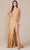 Nox Anabel T1489 - Knot Neck Slit Evening Dress Prom Dresses 00 / Gold