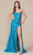 Nox Anabel T1489 - Knot Neck Slit Evening Dress Prom Dresses 00 / Ocean Blue