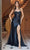 Nox Anabel T1489 - Knot Neck Slit Evening Dress Prom Dresses