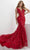 Panoply 14140 - Plunging V-Neck Sequin Evening Gown Evening Dresses 0 / Red