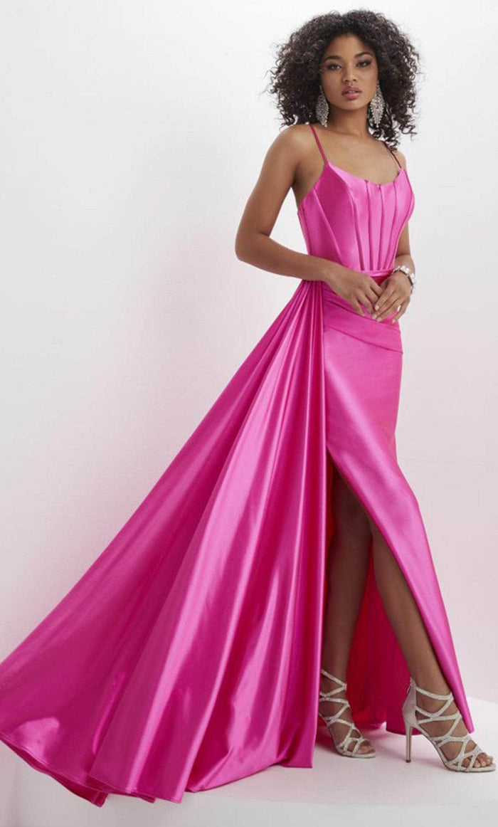 Panoply 14145 - Scoop Neck Corset Evening Gown Evening Dresses 0 / Fuchsia