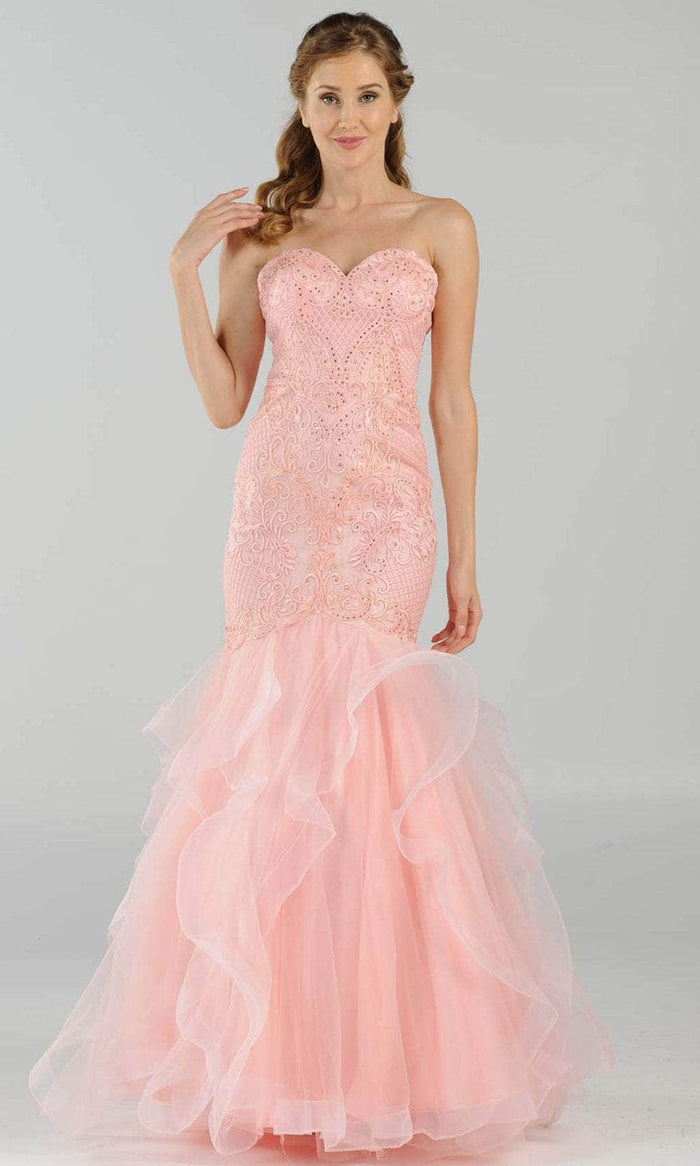 Poly USA 8198 - Sweetheart Tiered Mermaid Prom Dress Prom Dresses XS / Blush