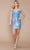 Poly USA 9228 - Embroidered Cold Shoulder Cocktail Dress Cocktail Dresses XS / Blue