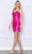 Poly USA 9246 - Beaded Ruched Detail Cocktail Dress Cocktail Dresses XS / Hot Pink