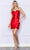 Poly USA 9246 - Beaded Ruched Detail Cocktail Dress Cocktail Dresses XS / Red