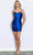 Poly USA 9246 - Beaded Ruched Detail Cocktail Dress Cocktail Dresses XS / Royal