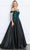 Poly USA 9278 - Bejeweled Off Shoulder Prom Dress Evening Dresses XS / Black/Turquoise