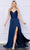 Poly USA 9368 - Embroidered Deep V-Neck Prom Dress Prom Dresses XS / Navy