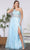 Poly USA 9372 - Beaded Applique Asymmetric Prom Dress Prom Dresses XS / Blue