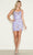 Poly USA 9414 - Sleeveless Floral Sequin Cocktail Dress Homecoming Dresses XS / Lavender