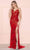 Poly USA 9436 - Sequin Ornate V-Neck Prom Dress Evening Dresses XS / Red/Coral