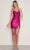 Poly USA 9458 - Dual Straps Beaded Corset Cocktail Dress Cocktail Dresses XS / Fuchsia