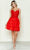 Poly USA 9592 - V-Neck Embroidered Top Cocktail Dress Cocktail Dresses XS / Red