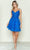 Poly USA 9592 - V-Neck Embroidered Top Cocktail Dress Cocktail Dresses XS / Royal