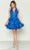 Poly USA 9600 - Gold Applique Halter Cocktail Dress Cocktail Dresses XS / Royal