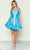 Poly USA 9668 - Ruffled Hem Sleeveless Cocktail Dress Cocktail Dresses XS / Blue