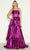 Poly USA 9718 - Ruched Sheer Corset Prom Gown Prom Dresses XS / Magenta