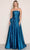 Poly USA 9720 - Straight Neckline Metallic Prom Dress Prom Dresses XS / Peacock