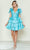 Poly USA 9742 - Bow Shoulder Plunging V-Neck Cocktail Dress Cocktail Dresses XS / Blue