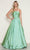 Poly USA 9754 - Straight Neckline Ruched Top Prom Dress Prom Dresses XS / Sage